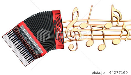 Musical Concept Accordion With Music Notesのイラスト素材