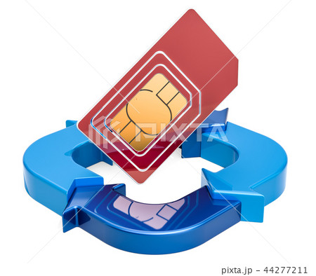 SIM card with ring diagram from blue arrows 44277211