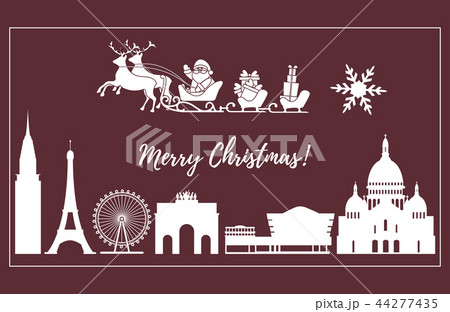 Santa Claus in sleigh flying over buildings Santa Claus in sleigh flying over buildings 44277435