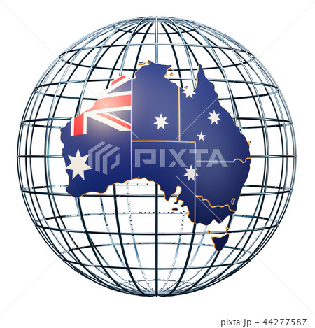 Australian map on the Earth Globe. 3D rendering Australian map on the Earth Globe. 3D rendering 44277587