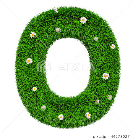 Green letter O from grass with flowers Green letter O from grass with flowers 44278027