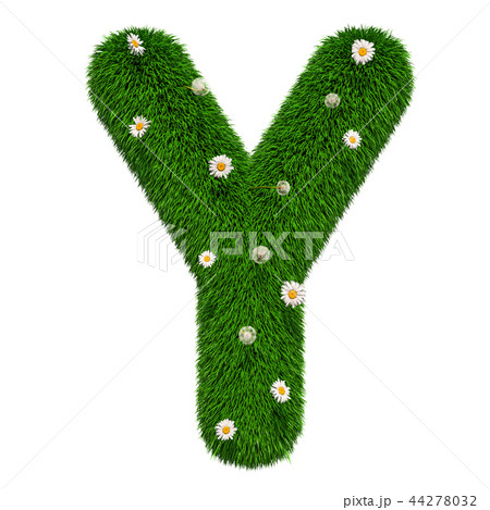 Green letter Y from grass with flowers Green letter Y from grass with flowers 44278032
