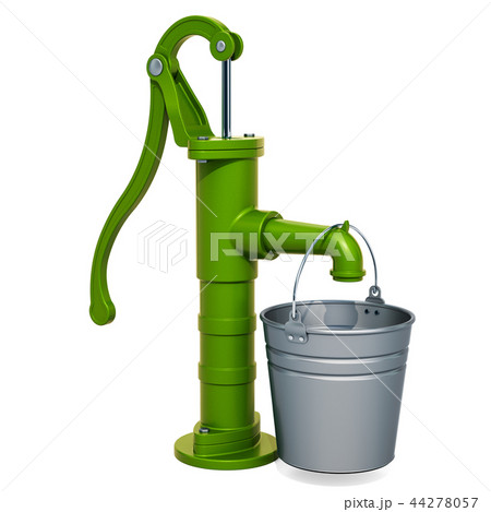 Hand water pump with galvanized bucket 44278057