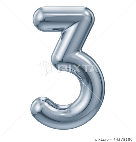 Metallic number 3, 3D renderingのイラスト素材 [44278180] - PIXTA