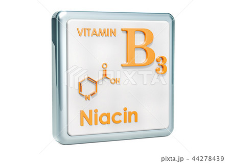 Vitamin B3, niacin. Icon, chemical formula 44278439