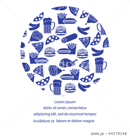 Beer, different types of food and fast food 44279148