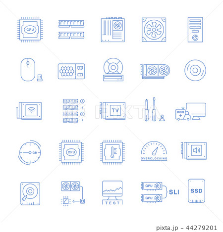 Set Vector Flat Line Icons Upgrading Computer 44279201