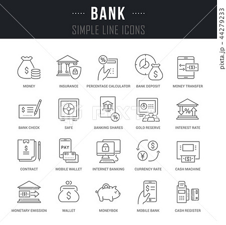 Set Vector Line Icons of Bank. Set Vector Line Icons of Bank. 44279233