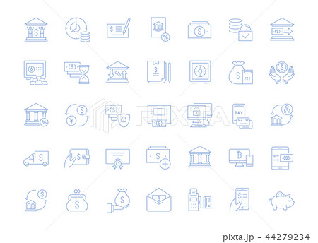 Set Vector Line Icons of Bank. Set Vector Line Icons of Bank. 44279234