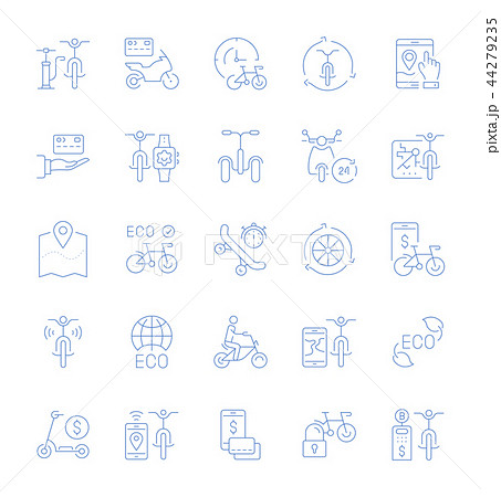 Set Vector Line Icons of Bike Sharing. 44279235