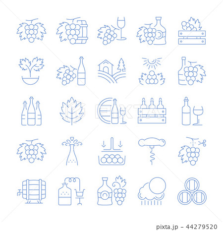 Set Vector Flat Line Icons Grape 44279520