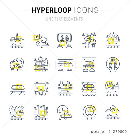 Set Vector Line Icons of Hyperloop. Set Vector Line Icons of Hyperloop. 44279800