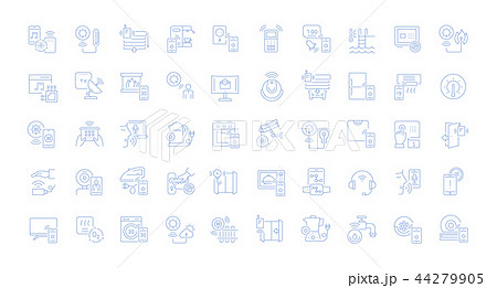 Set Vector Line Icons of Intelligent Building. 44279905
