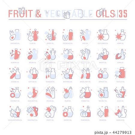 Set Blue Line Icons of Oils. 44279913