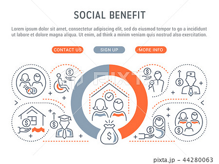 Line Banner of the Social Benefit. Line Banner of the Social Benefit. 44280063