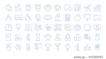 Set Vector Flat Line Icons School Set Vector Flat Line Icons School 44280065