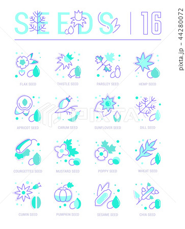 Set Blue Line Icons of Seeds 44280072