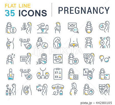 Set Vector Line Icons of Pregnancy. 44280105