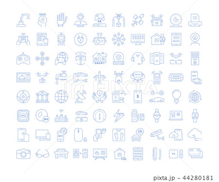 Set Vector Flat Line Icons Technology Set Vector Flat Line Icons Technology 44280181