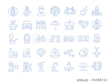 Set Vector Flat Line Icons UK 44280212