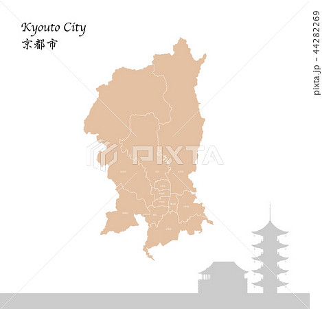 イラストマップ 京都府京都市 のイラスト素材