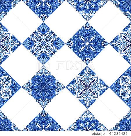 Portuguese azulejo ceramic tile pattern. 44282425