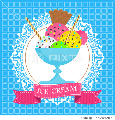 Flat vector Ice cream delicious sweet frozen dessert Flat vector Ice cream delicious sweet frozen dessert 44284267