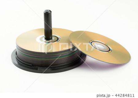 Group of DVD discs on white background. 44284811