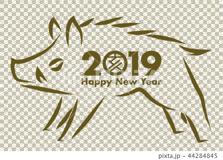 2019年 年賀状 亥年 いのしし ロゴ マーク 和柄 44284845