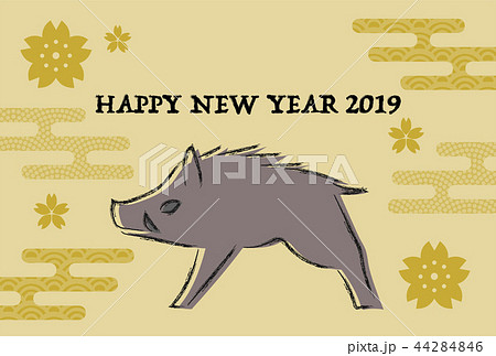 2019年 年賀状 亥年 いのしし イラスト 和柄 2019年 年賀状 亥年 いのしし イラスト 和柄 44284846