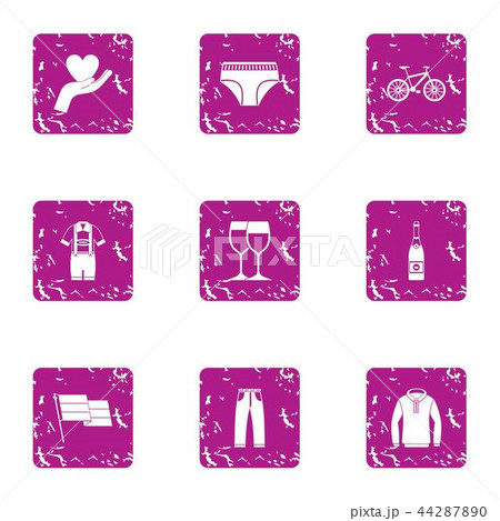 Tryst icons set, grunge style Tryst icons set, grunge style 44287890