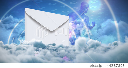 Composite image of graphic of envelope on white background 44287893