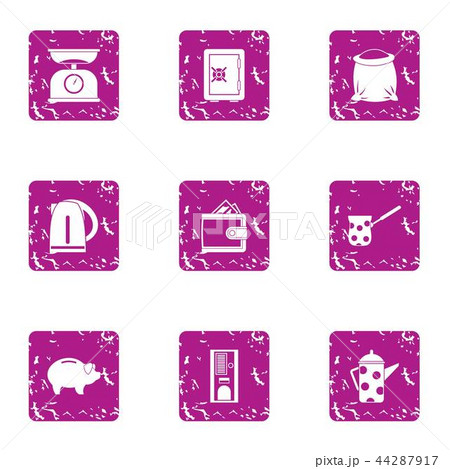 Funded component icons set, grunge style 44287917