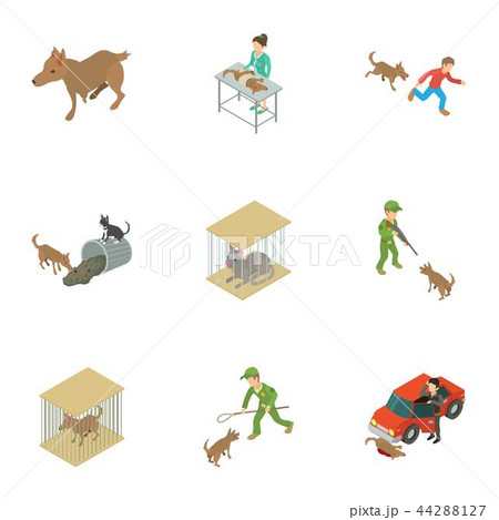 Catch the animal icons set, isometric style 44288127
