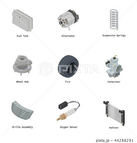 Engine component icons set, isometric style 44288291