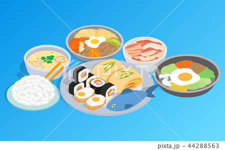 Korean food clip art, isometric style 44288563