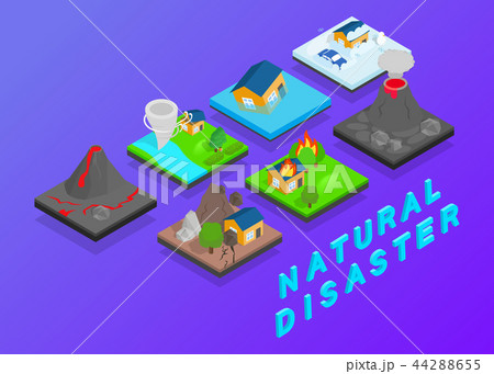 Natural disaster clip art, isometric style 44288655