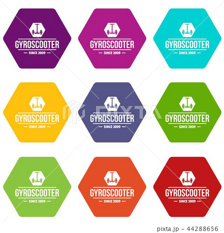 Balance gyro scooter icons set 9 vector 44288656