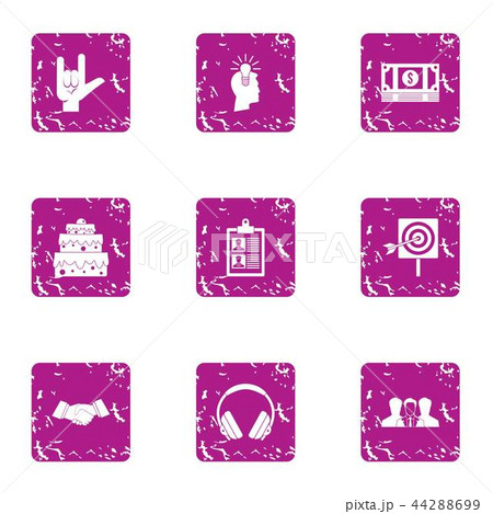 Celebratory mood icons set, grunge style 44288699