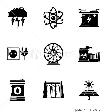 Energy source icons set, simple style 44288760