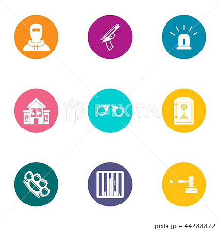 Delinquency icons set, flat style Delinquency icons set, flat style 44288872