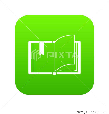 Open book icon digital green 44289059
