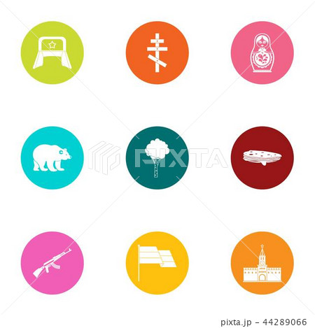 Russian stereotype icons set, flat style Russian stereotype icons set, flat style 44289066
