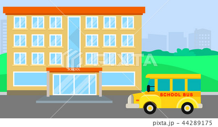 School bus arriving background, flat style School bus arriving background, flat style 44289175