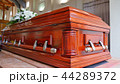 funeral casket in a hearse or chapel 44289372