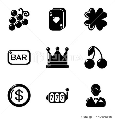 Gambling institution icons set, simple style Gambling institution icons set, simple style 44289846