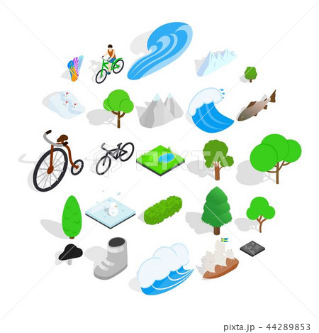 Nature icons set, isometric style 44289853