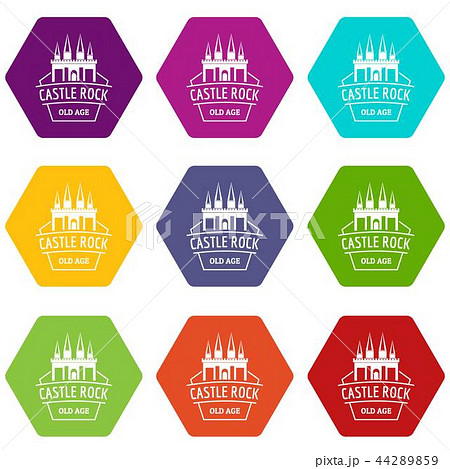 Castle rock icons set 9 vector 44289859