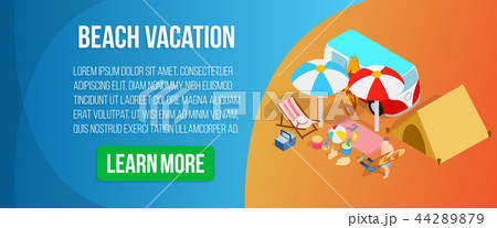 Beach vacation concept banner, isometric style 44289879
