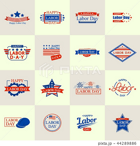 Labor day logo set, flat style 44289886